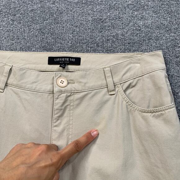 Lafayette 148 NY Pants Womens 2 Khaki Cotton Blend Stretch Straight Zip Fly - Picture 3 of 11